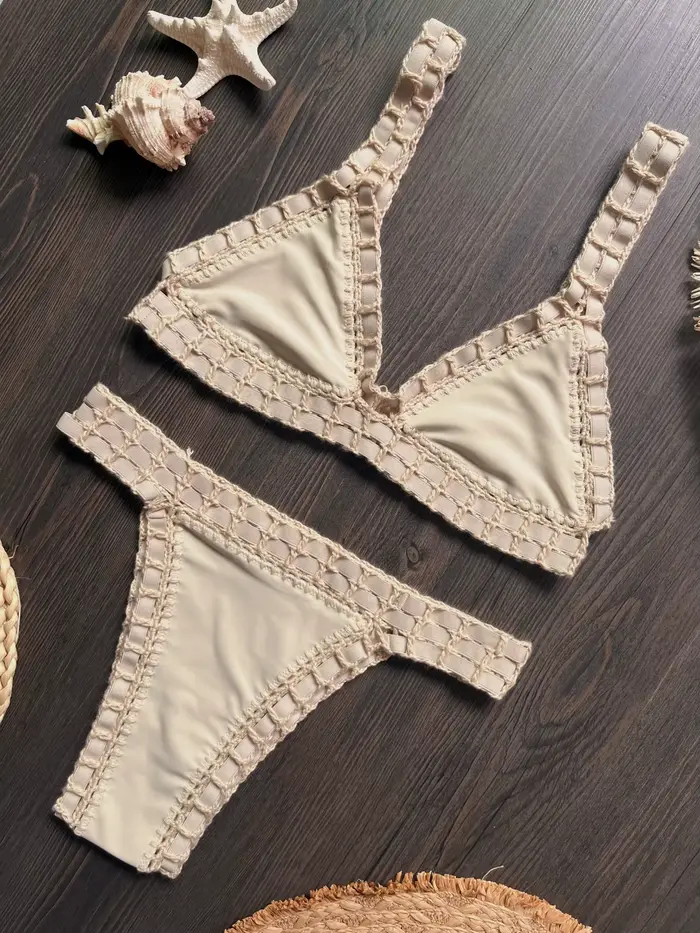 Čierny háčkovaný bikini 2026 – Sexi plavky pre ženy
