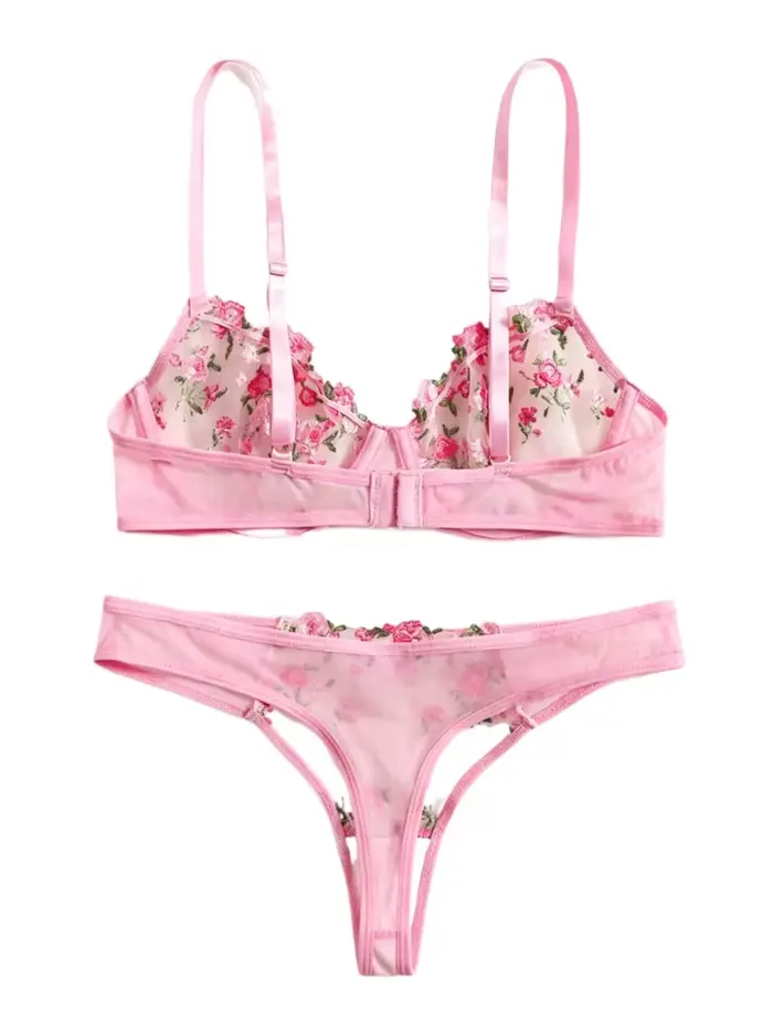 Ensemble de soutien-gorge en dentelle française élégante broderie florale lingerie de luxe pour femmes grandes tailles occassions spéciales