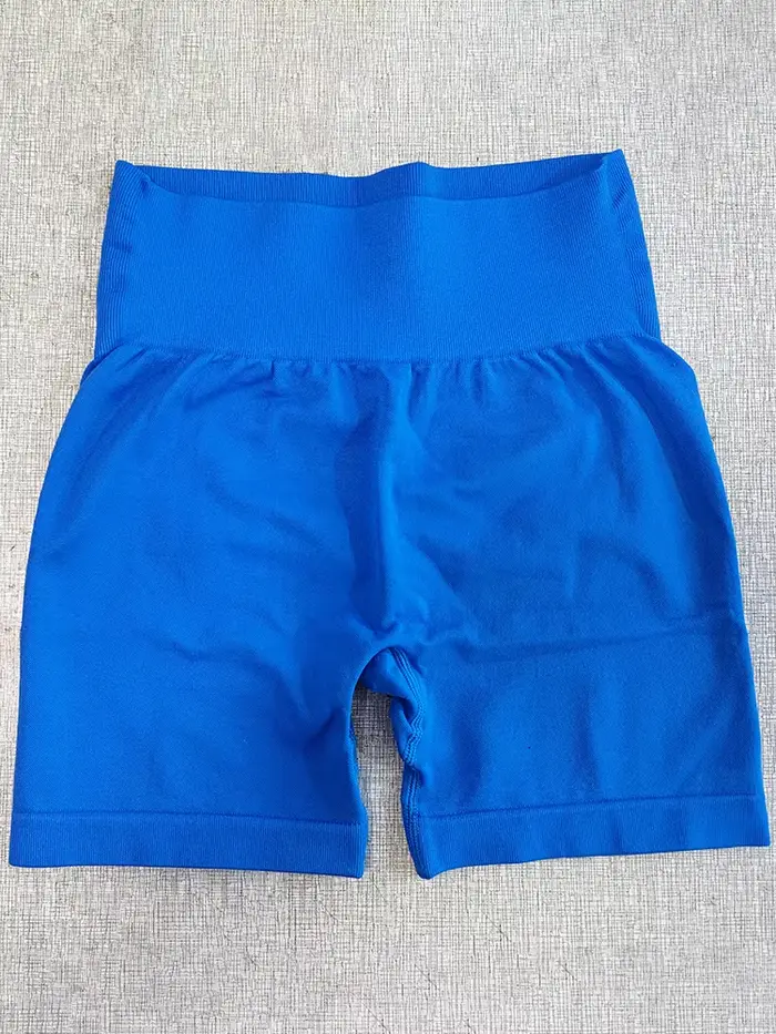 Short de sport sans couture pour femme, fitness, yoga, squat verde, taille haute, short de motard, p