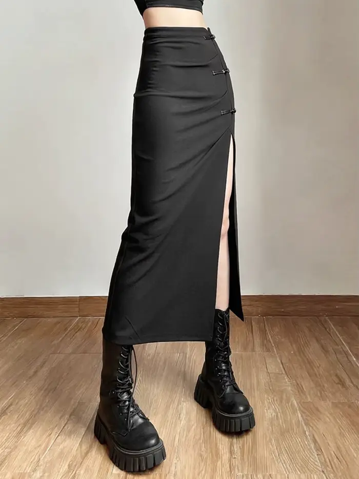 Sexy čierna sukňa s rozparkom