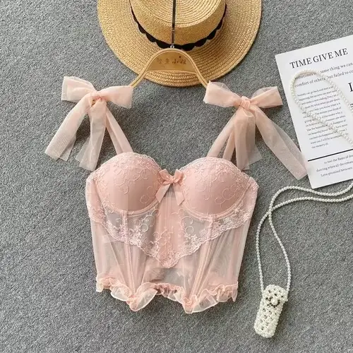 Arcs Camisole intégré soutien-gorge doux à lacets dentelle pure femme Camis débardeur sans manches h