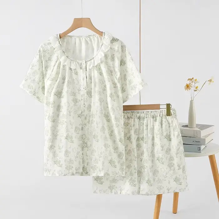 Pyjama femme 100% coton automne printemps manches longues pyjama doux ensemble pyjama femme maison e