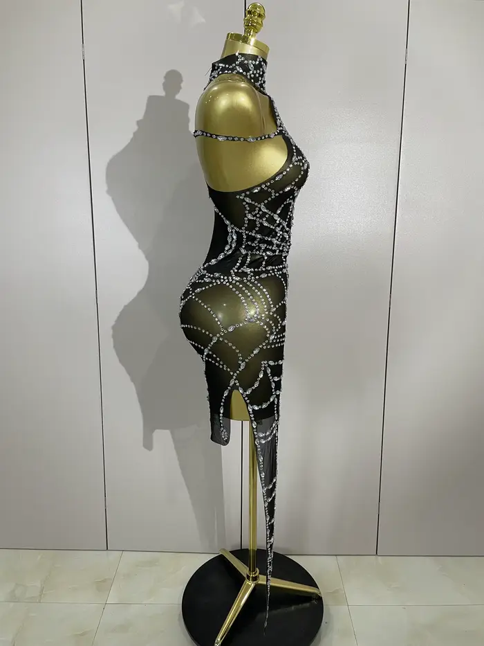 Sexy mini šaty bez rukávov polyester elastan pre ženy kluby show disco