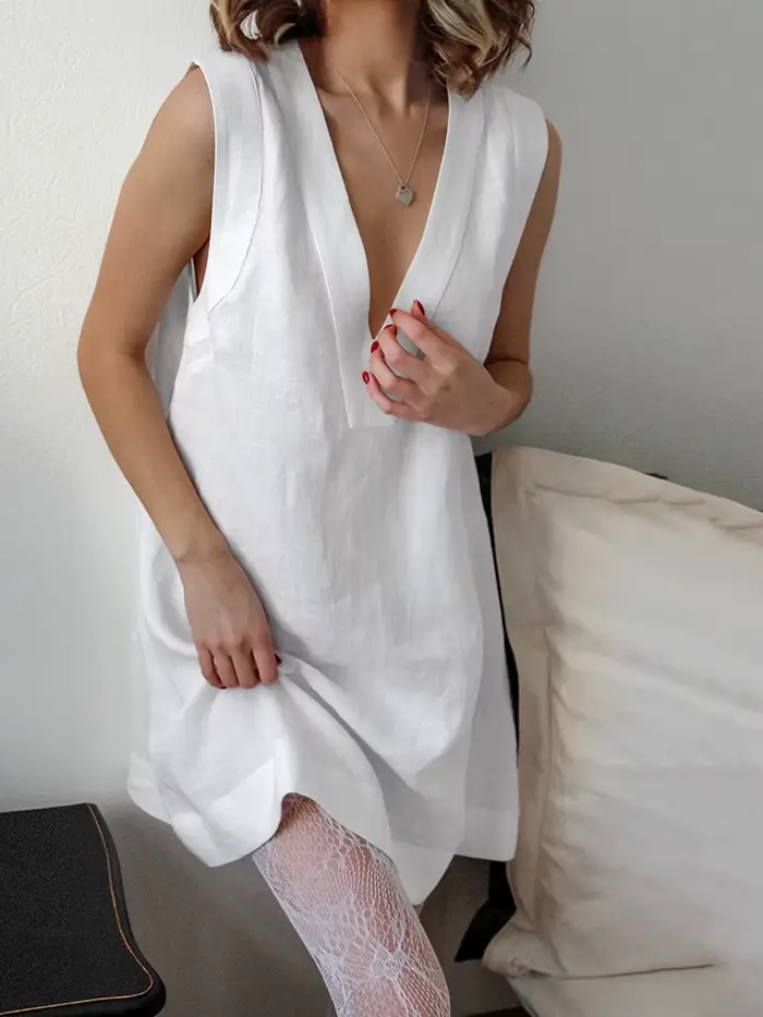 Sexy Dámske bavlnené V-Neck nočná košeľa pre ženy Backless Mini nočné košele Špeciálne príležitosti Romantické