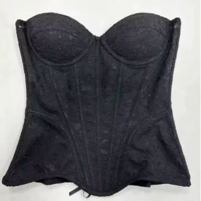 Dámska biela čipkovaná korzetová podprsenka Overbust luxusný živôtik na svadbu Bez ramienok Šnurovací bustier Trubičkový top Trenažér pásu Oceľové kosti