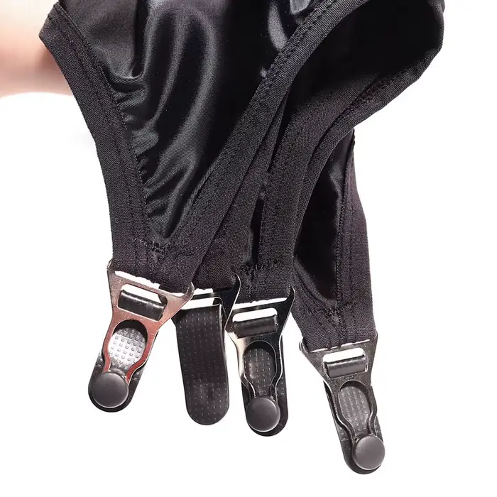 Jarretières vintage noires pour femmes, lingerie élastique sexy, jarretières brillantes à l'huile, boîte de nuit, clips métalliques, mini-jupe, pole dance, tenue de soirée