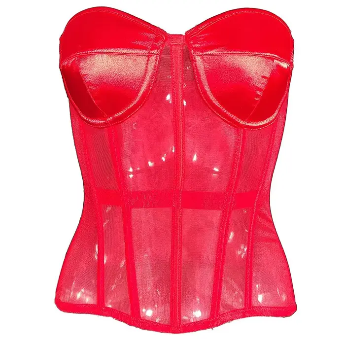 Corset bustier sans bretelles pour femmes, avec soutien-gorge, maille respirante, corsage désossé, c