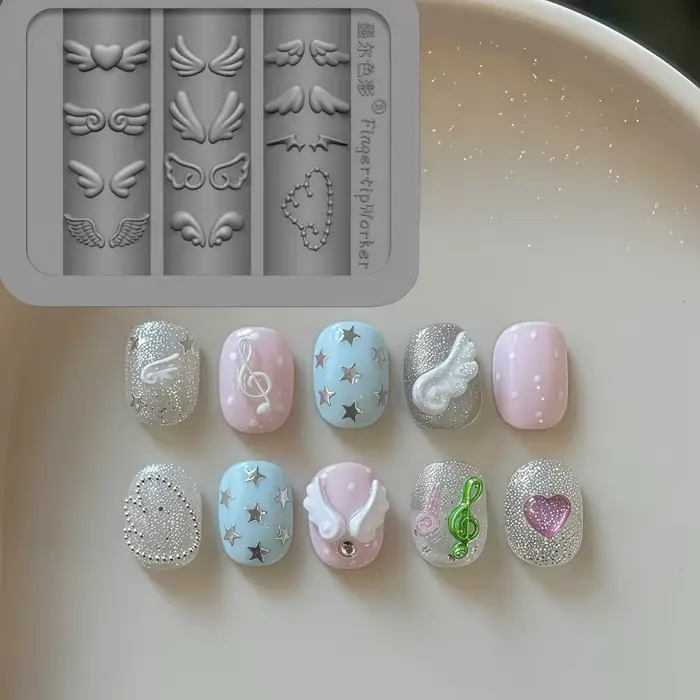Moule en silicone transparent Y2K pour décorations d'ongles 3D, motifs mini ailes de papillon et nœu