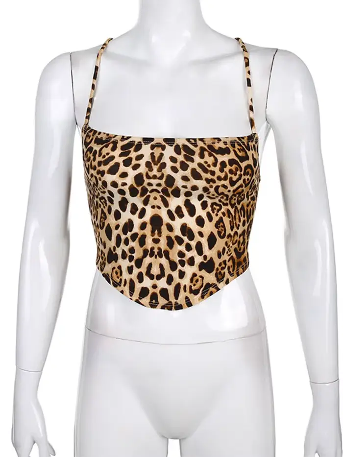 Dámske krátke rozšírené rukávy leopard top, streetwear móda, leto 2024, pletené polyesterové a elastanové topy, špeciálne príležitosti a darčeky
