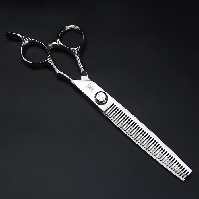 Ciseaux à cheveux XUANTENG en argent de 7 pouces, ciseaux de coiffure en acier 440C et ciseaux à eff