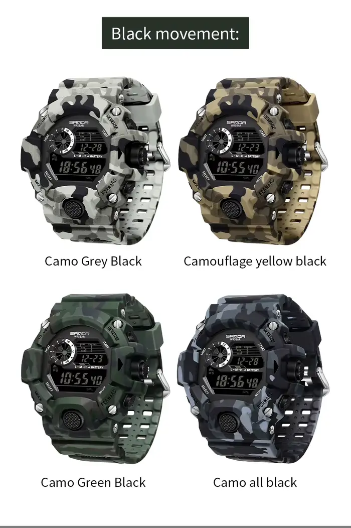 Mode SANDA 2183 hommes Camouflage militaire multi fonctionnel étanche jour veilleuse calendrier homm