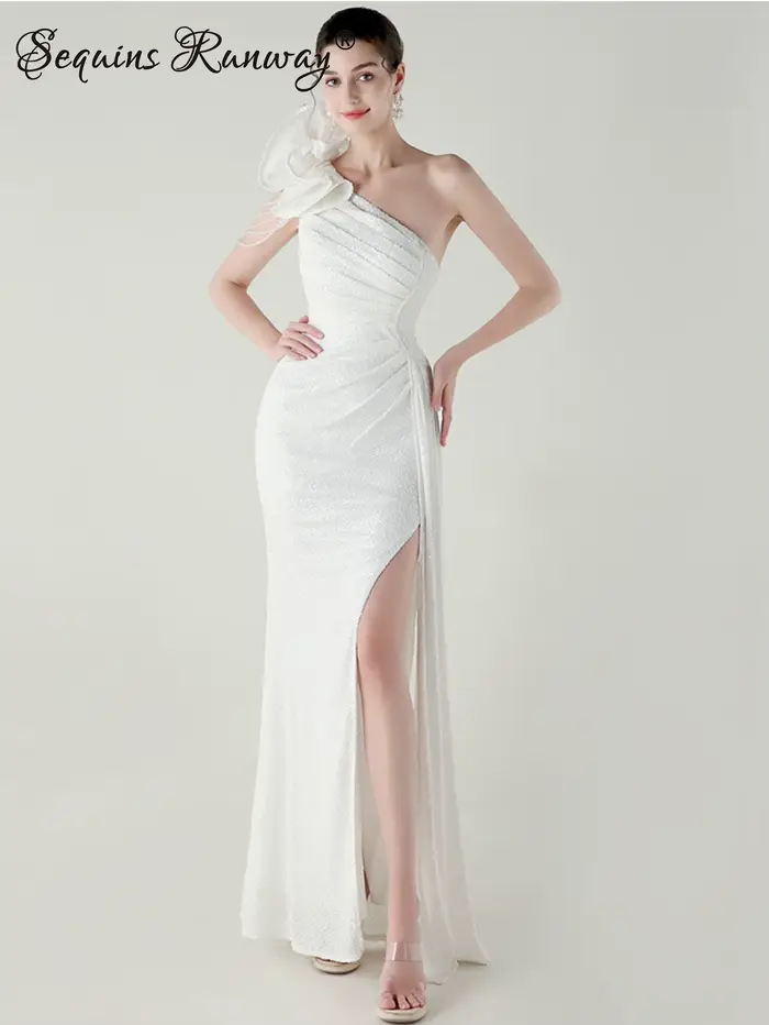Sexy dos nu blanc sequin robe d'été femmes élégantes robes longues de fête pour femme de luxe annive