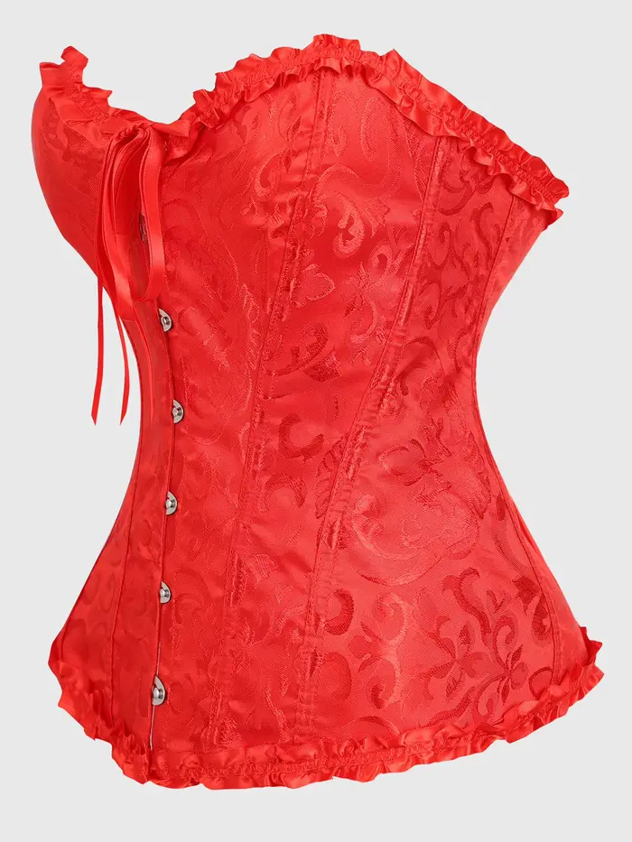 Červený jacquard korzetový top