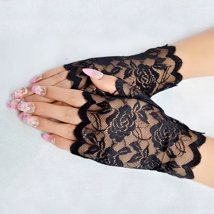 Gants de mariée Sexy en dentelle sans doigts pour femmes, gants habillés de fête, gants de protectio