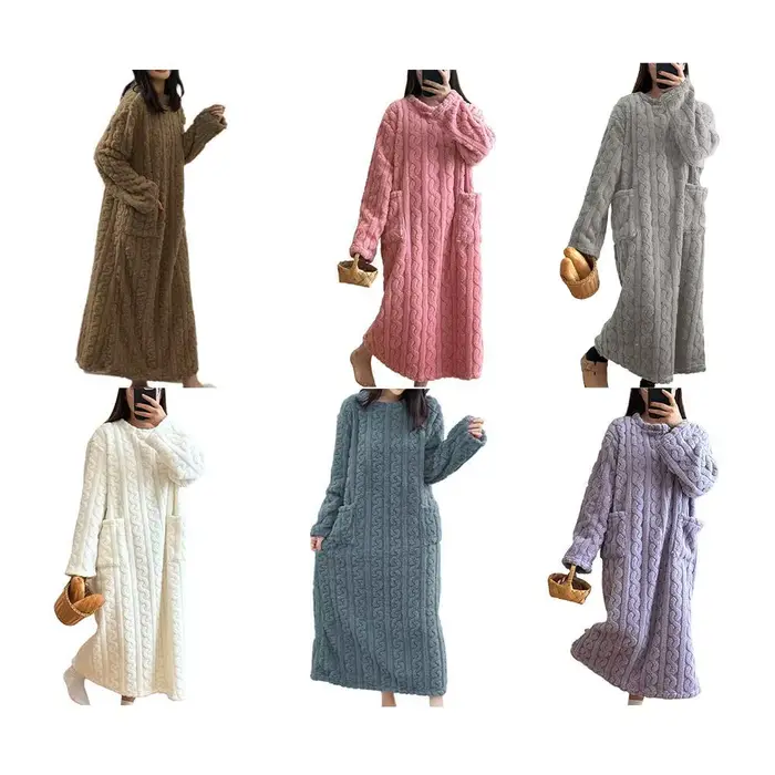 Flanel hrubé ženy Polyester nočná košeľa koleno dĺžka pohodlie elegancia špeciálne príležitosti