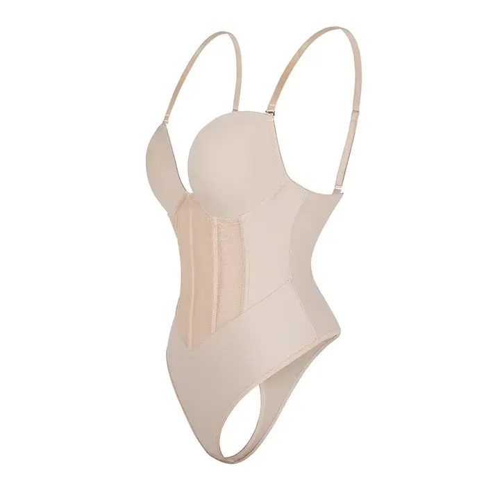 Dámske bez ramienok batérie oblek, body Shaper, kompresia, nahé späť, výčnelok, zoštíhľujúce spodná bielizeň, čierna, béžová, 1 kus, plus veľkosť