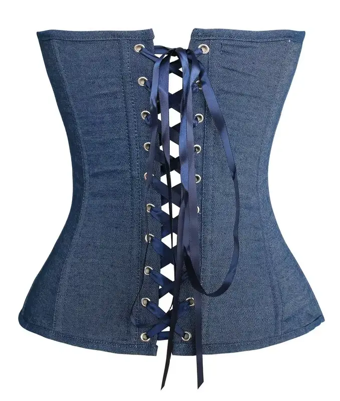 Caudatus nový módny sexy denimový korzet v štýle vintage viktoriánsky bustier bez ramienok overbust korzetová bielizeň top oblečenie korsett