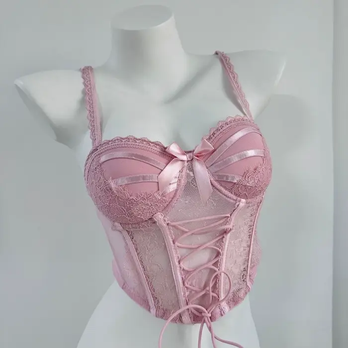 Japonsko Sexy Spodná bielizeň Set Lolita Kawaii Ružová Biela Čipka Dospelý Cosplay Ženy Podprsenka Spodná bielizeň Set Dievča Sleepwear