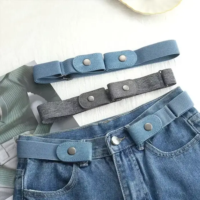 Bande de taille élastique réglable en toile, ceinture Invisible sans boucle pour femmes et hommes, p