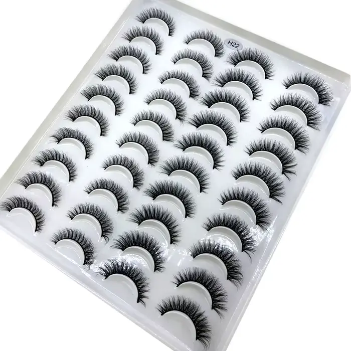 Faux-cils 3D en faux vison, 20 paires, naturels, dramatiques, moelleux, doux, contaminants, volume c