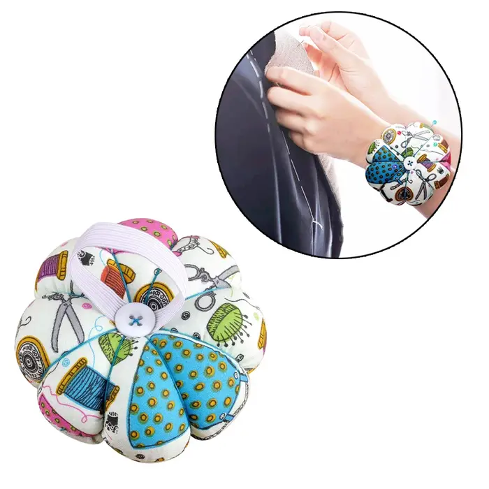Coussin à épingles pour couture, Design citrouille florale, Kit de couture, épingles de rangement po