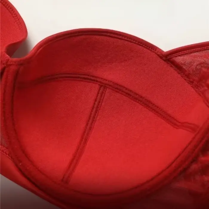 Elegantná červená Beauwear veľká veľkosť podprsenka pre ženy 3/4 košíček hlboký výstrih sexy čipkovaná