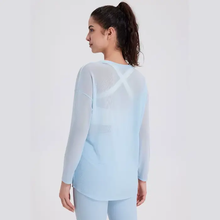 Chemise de yoga à manches longues pour femmes, chemisier de course en plein air, haut de gym respira