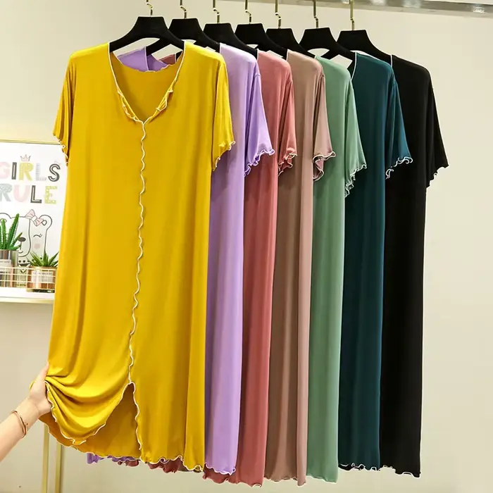 Letná modálna nočná košeľa žena nové príležitostné V-Neck ženy nočné košele pohodlné nočné košele Plus veľkosť domáce oblečenie L-2XL