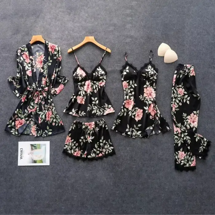Sada luxusných pyžam pre ženy, hrubý polyester, s elegantnými potlačami, pre horúce letné noci, špeciálne príležitosti a darčeky pre ňu