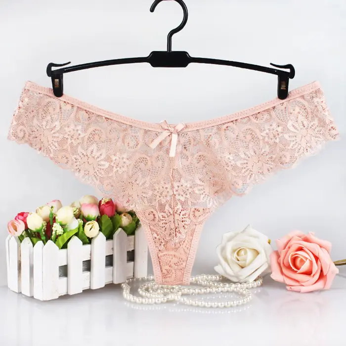 String Sexy en Dentelle pour Femme, Culotte Taille Basse avec Nministériels d Papillon, Broderie Florale, Charmant String, LencBR