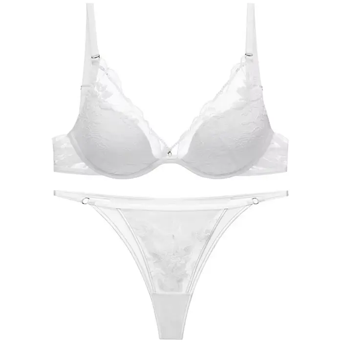 Ensemble de lingerie fine française Logirlve pour femme, sexy, en satin et dentelle, avec soutien-go