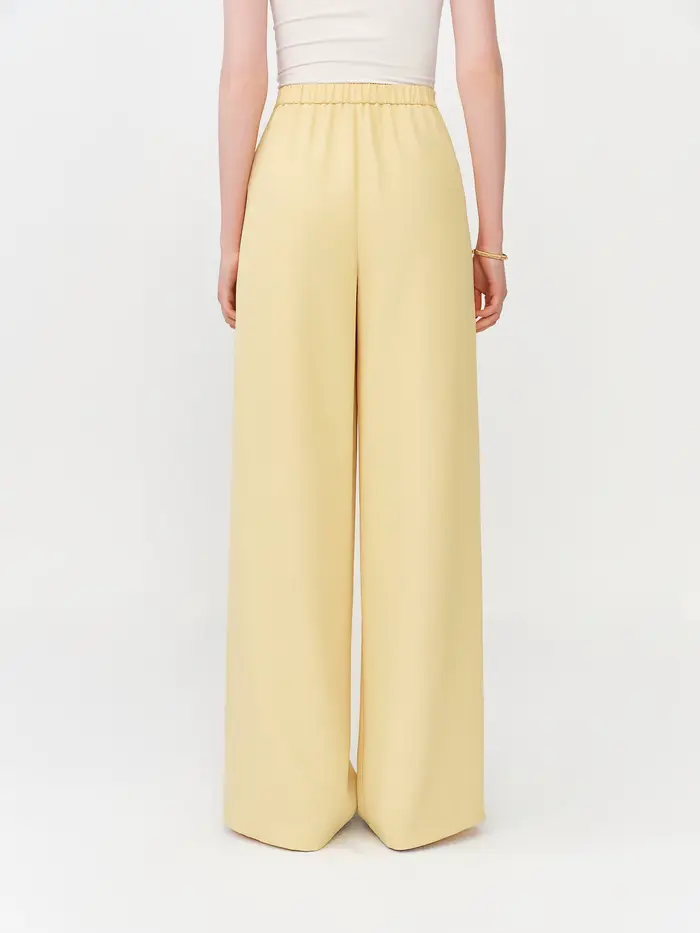Pantalon droit taille haute pour femme FSLE 2026 avec taille élastique - Pantalon décontracté fluide