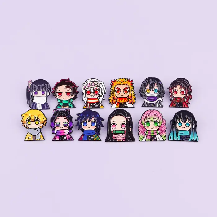 Lot de 12 épingles en émail Anime pour garçons et filles, broches de dessin animé pour manteaux, bad