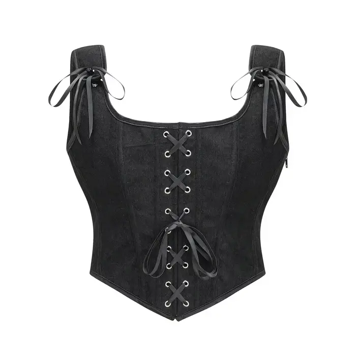 Corset Renaissance Médiévale pour Femme, Bustier Vintage, Crop, Lacets, Bretelles Corselet, Débardeu
