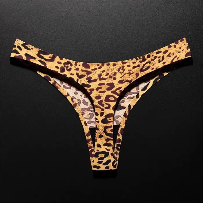 String Sexy Imprimé Léopard pour Femme, Sous-Vêtements en Coton, Sans Couture, Fleurs, Entrejambe, Lingerie Douce, Grande Taille