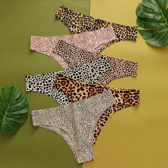 WarmSteps InDispensSexy-Bikini Tanga Leopard pre ženy, bezšvové spodné prádlo, priedušné bavlnené nohavičky, spodná bielizeň na Inseam