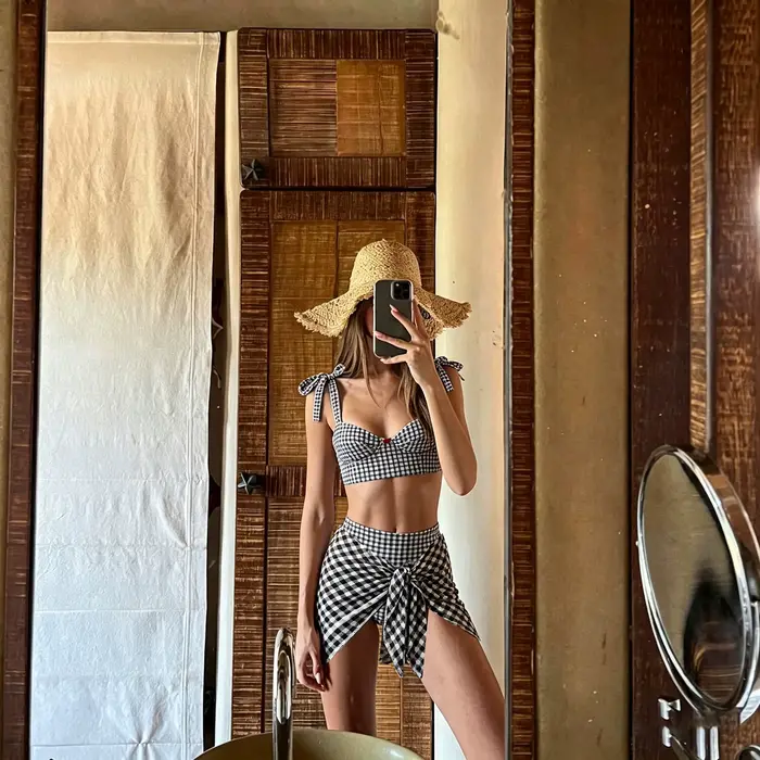 Ensemble bikini à armatures avec jupe pour femme, maillot de bain 3 pièces, dos nu, bretelles à nouer sur les côtés, coupe brésilienne, pour l'été et les vacances à la plage