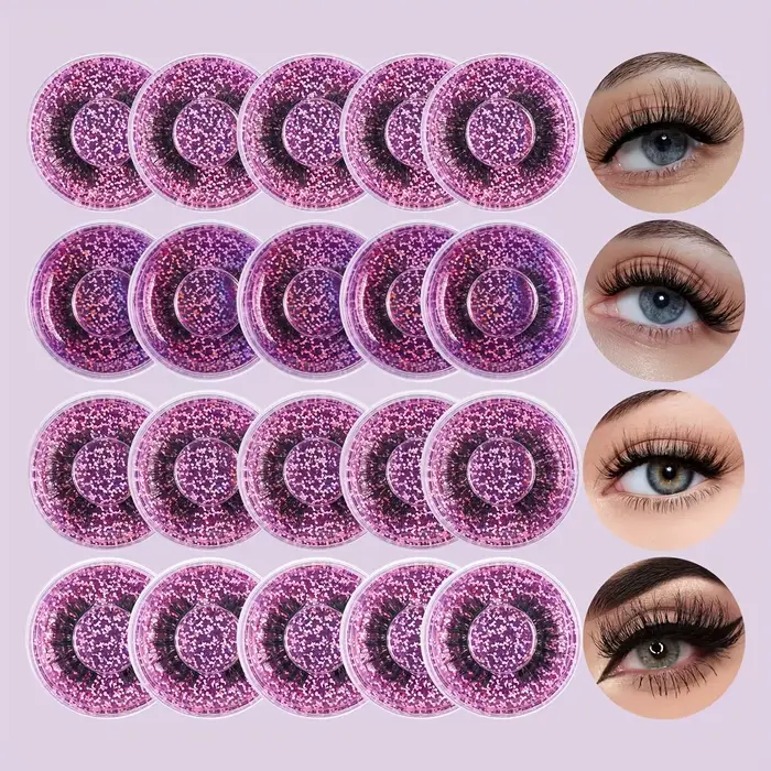 20 paires 4 Styles vaporeux Faux vison Faux cils mélangés dramatiques épais bouclés moelleux bande c