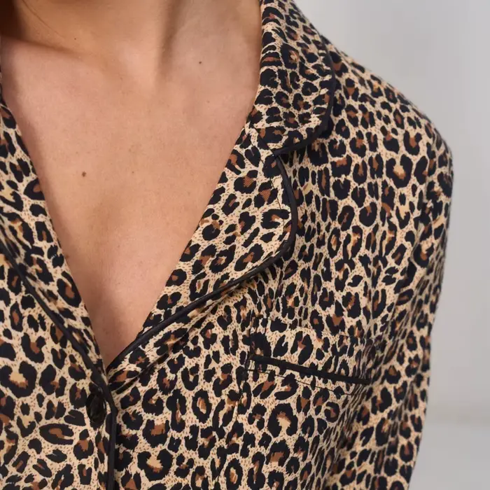 Dámske pyžamo nastaviť Leopard modálne jesenné zimné nočné kostým základy elegantné špeciálne príležitosti