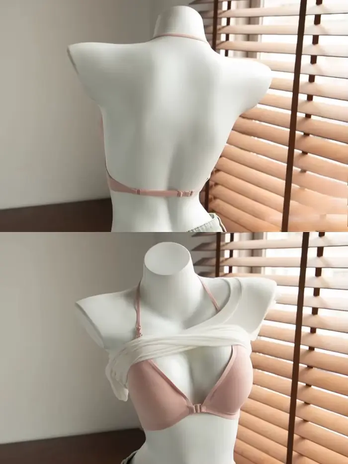 Soutien-gorge halter pour femme avec trois modes de port, dos élégant, bretelles fines, sans armatures, maintien latéral, anti-affaissement, rembourrage doux, lingerie quotidienne d'été pour toutes les occasions
