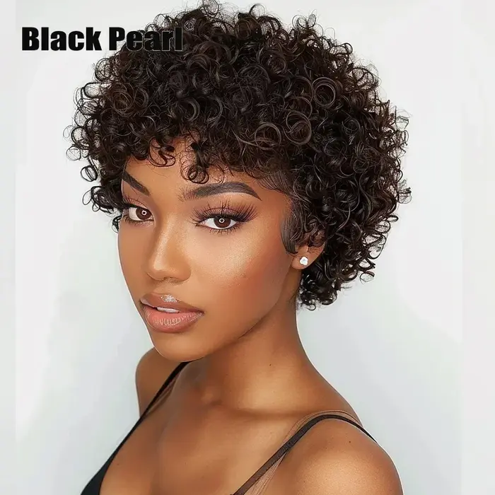 Perruque Afro brésilienne bouffante Pixie Bob 99J, cheveux 100% naturels, brun naturel, entièrement 