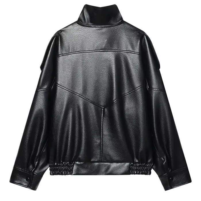 Veste femme noir veste en cuir Pu haut à manches longues femme automne 2025 nouveau en vestes et man