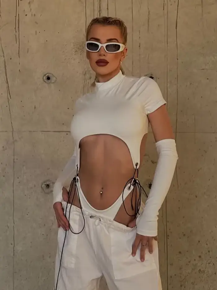 body Openwork Sexy, Jednodielna spodná bielizeň, Krátky rukáv Bustier, Dlhé rukávy, body Para Mujer De Vestir