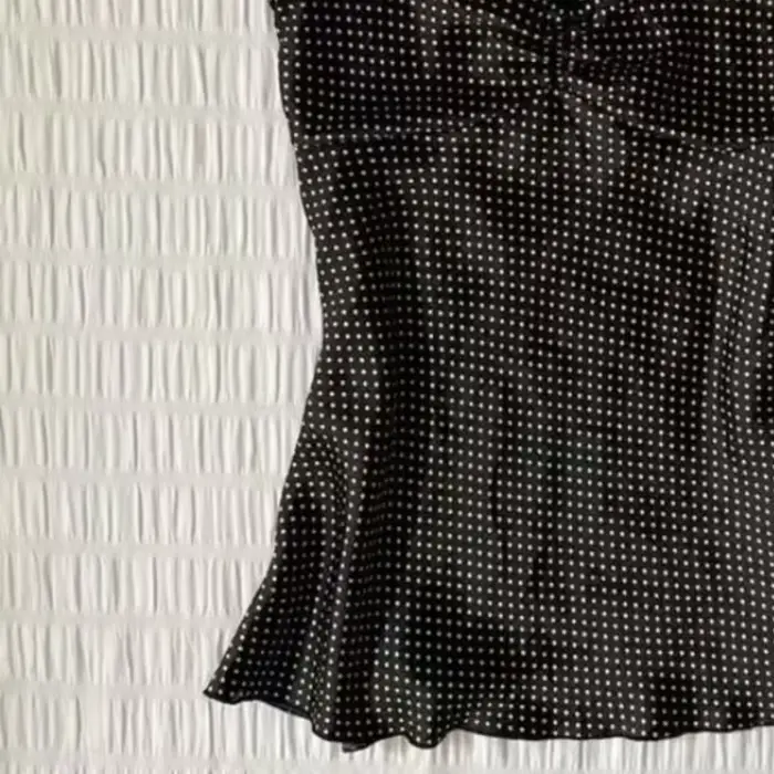 Camisole vintage à pois français pour femmes, été, plis, sans manches, Y2k, crop top, halter, hauts 
