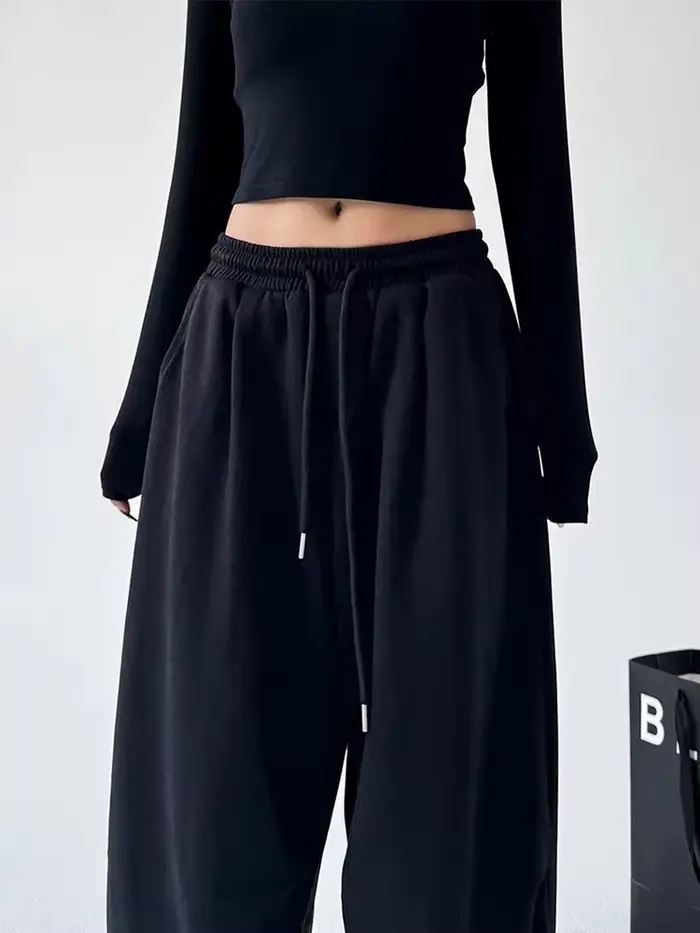 Y2K Harajuku široké nohavice na jogging pre ženy Streetwear Baggy oversized sivé športové