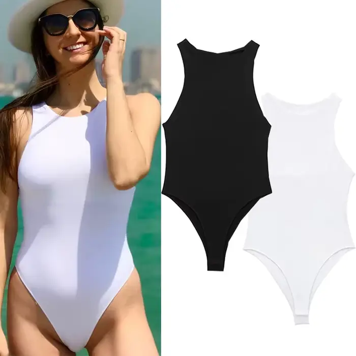 MUJER Biele body pre ženy čierne Sexy