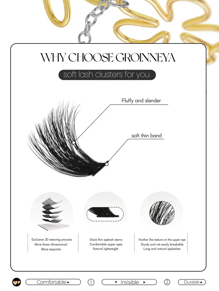 GROINNEYA Cluster cils DIY Extension de cils C Curl Long cils individuels plateau mixte Faux vison L