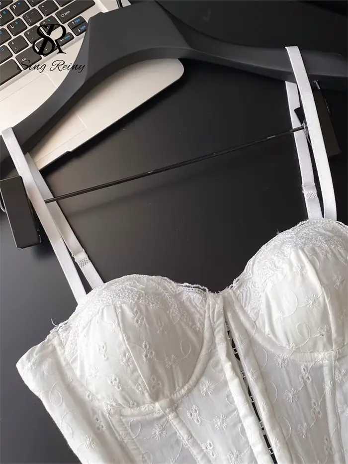 SINGREINY vyšívaná spodná bielizeň top Korzet pre ženy šnurovací pás Shapwear glamour Košeľa francúzska čipka volány Hotsweet tielko