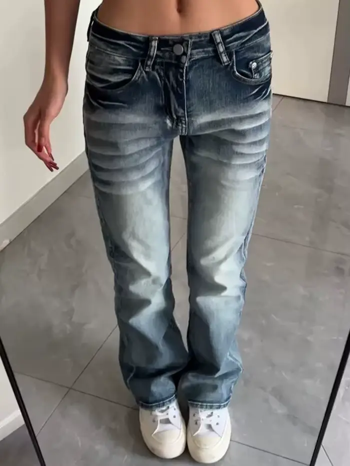 Džínsy Micro Flare Y2K pre ženy