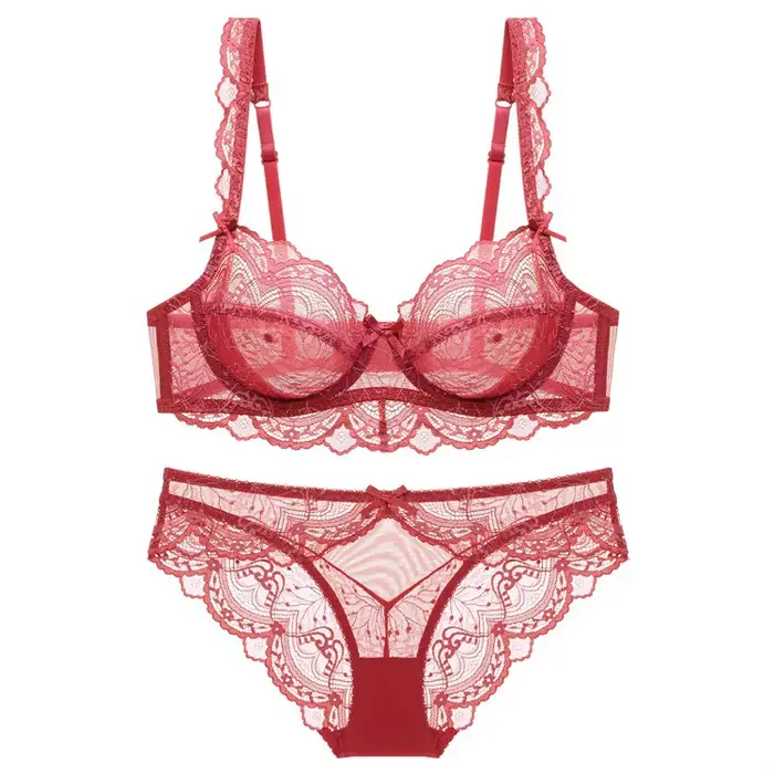 Ensemble de soutien-gorge en dentelle française pour femme, haut de soutien-gorge sans éponge, coton